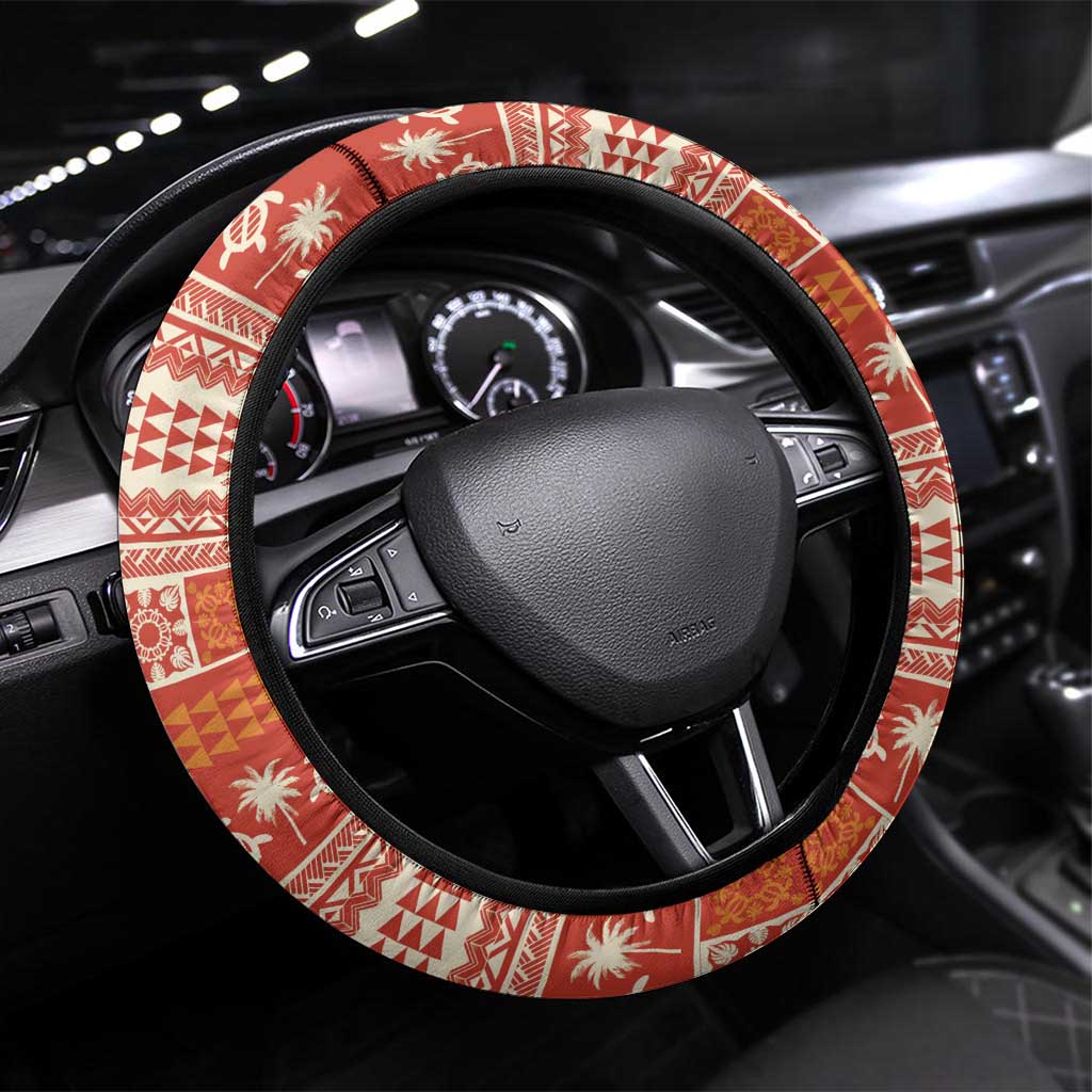 Hawaii Mele Kalikimaka Steering Wheel Cover Surfing Santa Funny Christmas LT9 Universal Fit Red - Polynesian Pride