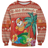 Hawaii Mele Kalikimaka Sweatshirt Surfing Santa Funny Christmas LT9 Unisex Red - Polynesian Pride