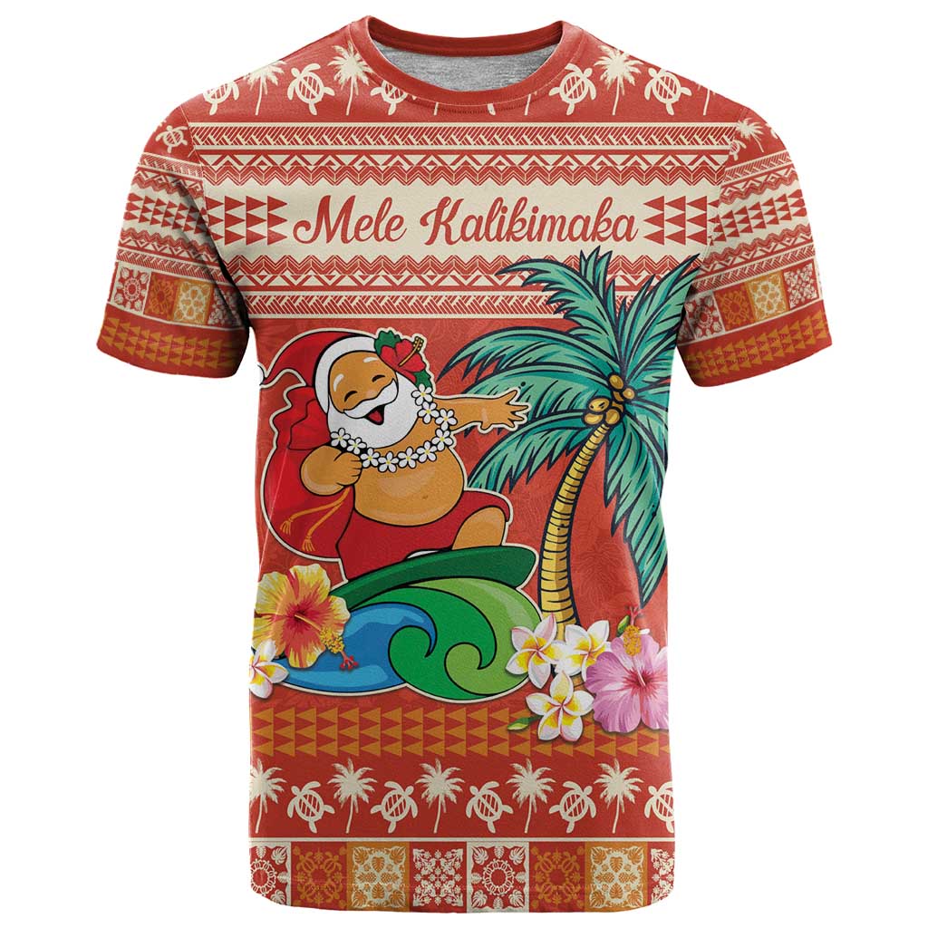 Hawaii Mele Kalikimaka T Shirt Surfing Santa Funny Christmas