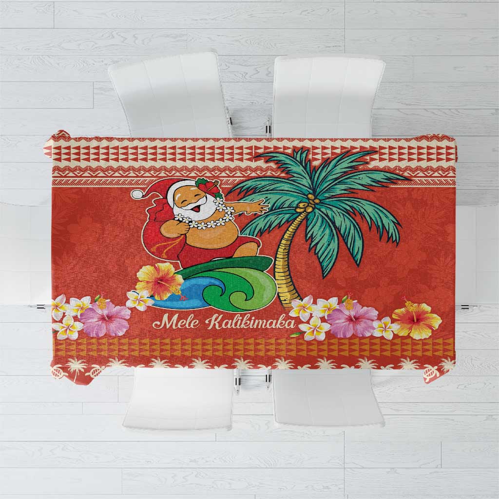 Hawaii Mele Kalikimaka Tablecloth Surfing Santa Funny Christmas LT9 Red - Polynesian Pride