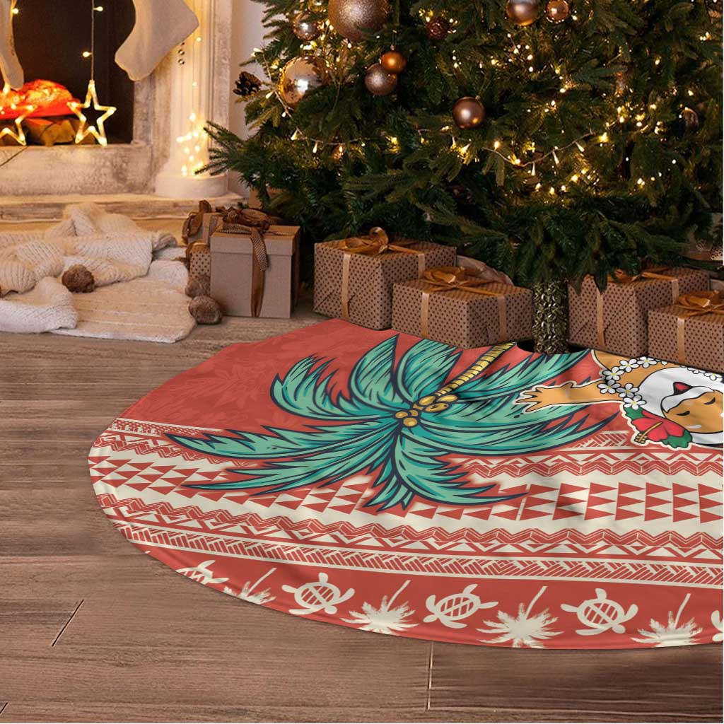 Hawaii Mele Kalikimaka Tree Skirt Surfing Santa Funny Christmas