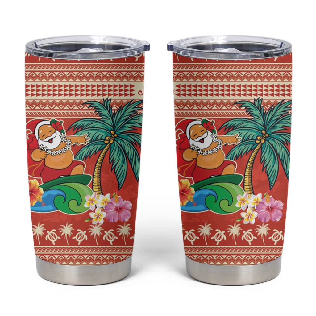 Hawaii Mele Kalikimaka Tumbler Cup Surfing Santa Funny Christmas LT9 Red - Polynesian Pride