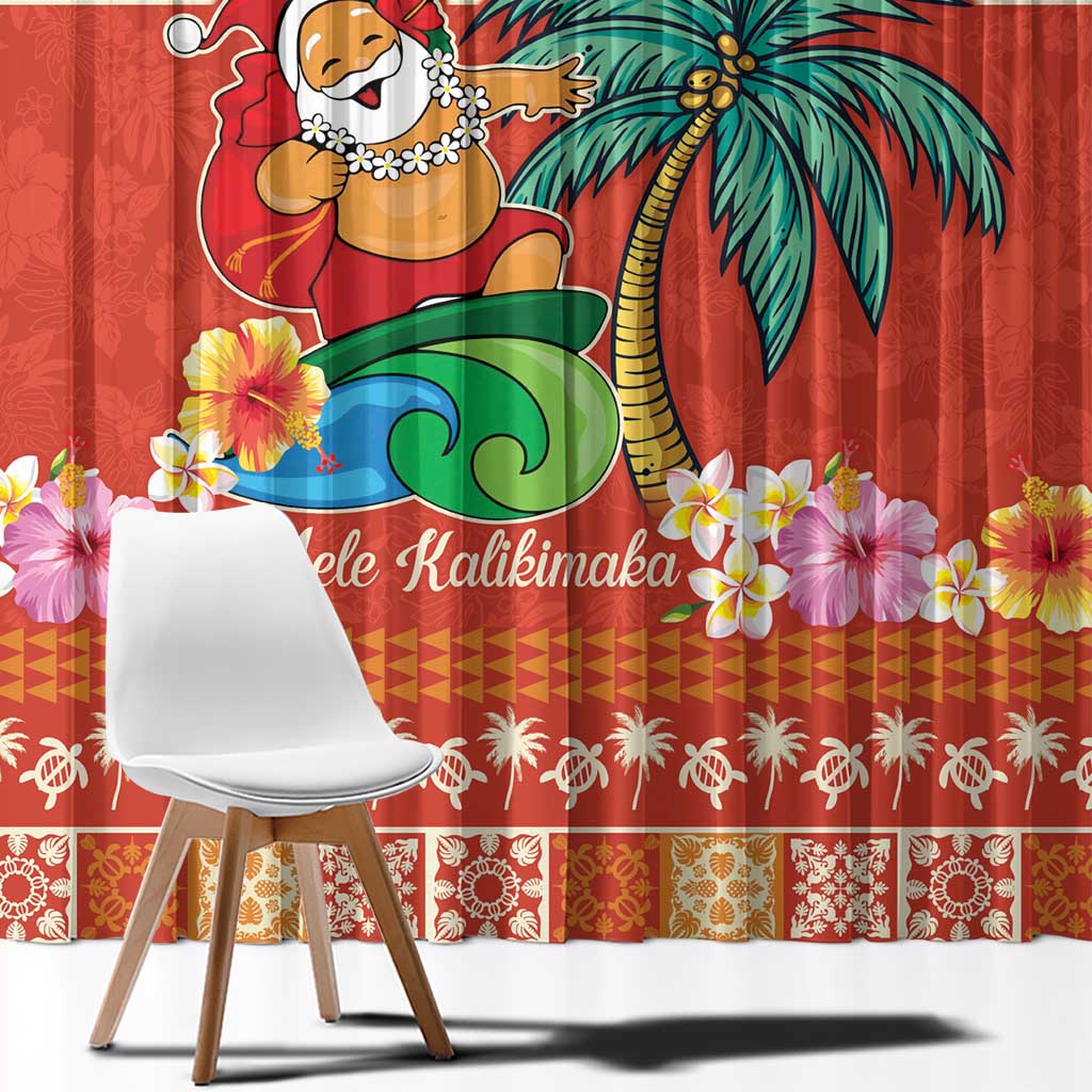 Hawaii Mele Kalikimaka Window Curtain Surfing Santa Funny Christmas LT9 - Polynesian Pride