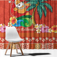 Hawaii Mele Kalikimaka Window Curtain Surfing Santa Funny Christmas LT9 - Polynesian Pride
