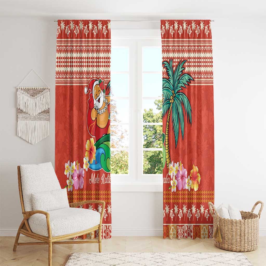 Hawaii Mele Kalikimaka Window Curtain Surfing Santa Funny Christmas LT9 - Polynesian Pride