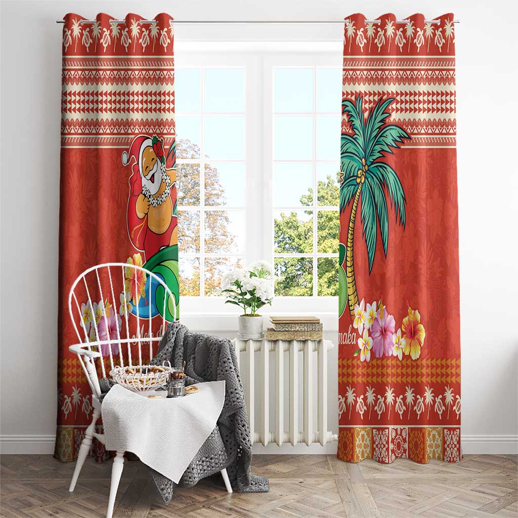 Hawaii Mele Kalikimaka Window Curtain Surfing Santa Funny Christmas LT9 - Polynesian Pride