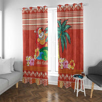 Hawaii Mele Kalikimaka Window Curtain Surfing Santa Funny Christmas LT9 With Grommets Red - Polynesian Pride