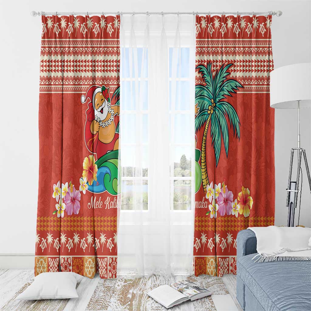 Hawaii Mele Kalikimaka Window Curtain Surfing Santa Funny Christmas LT9 - Polynesian Pride