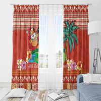 Hawaii Mele Kalikimaka Window Curtain Surfing Santa Funny Christmas LT9 - Polynesian Pride