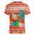 Hawaii Mele Kalikimaka Women V-Neck T-Shirt Surfing Santa Funny Christmas