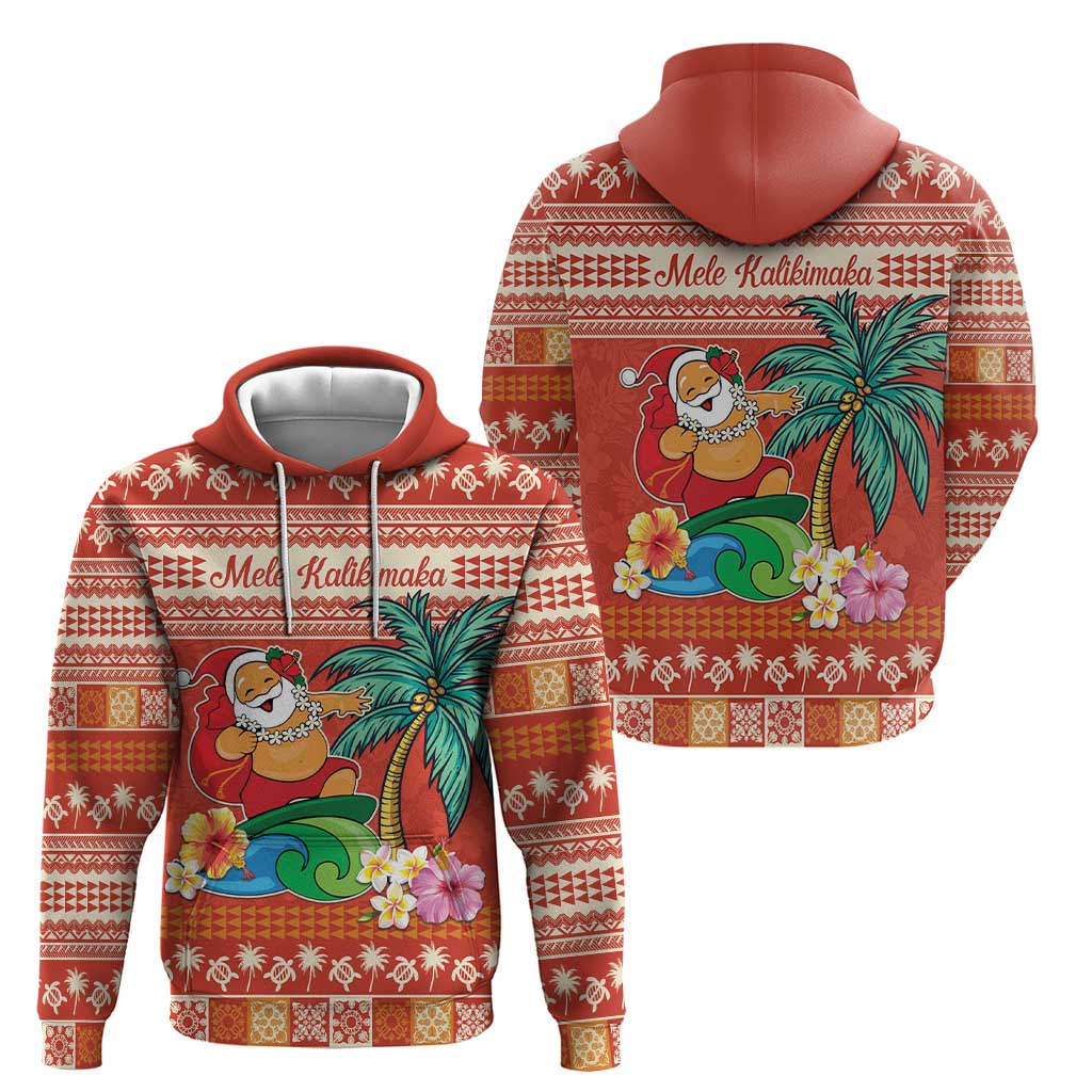 Hawaii Mele Kalikimaka Zip Hoodie Surfing Santa Funny Christmas