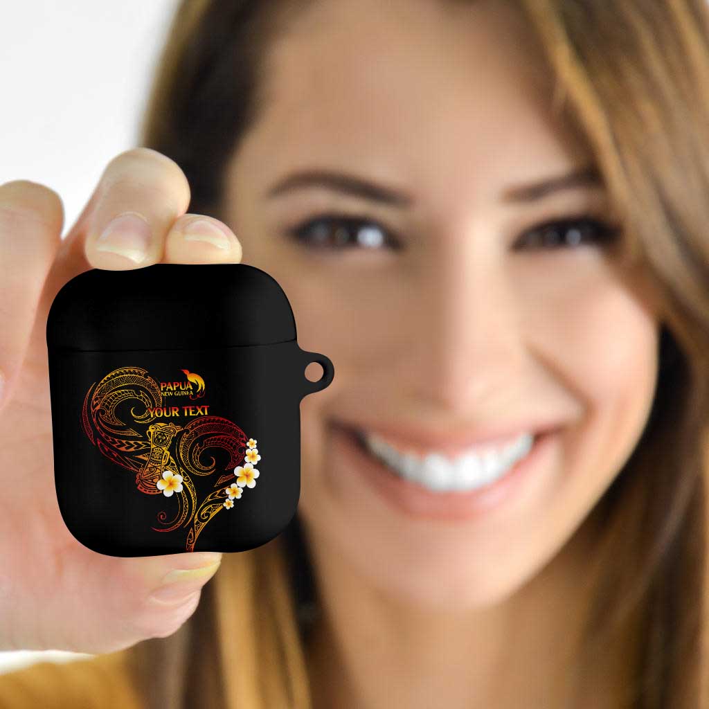 Personalised Papua New Guinea Sepik AirPods Case Plumeria Floral Tribal Pattern - Polynesian Pride