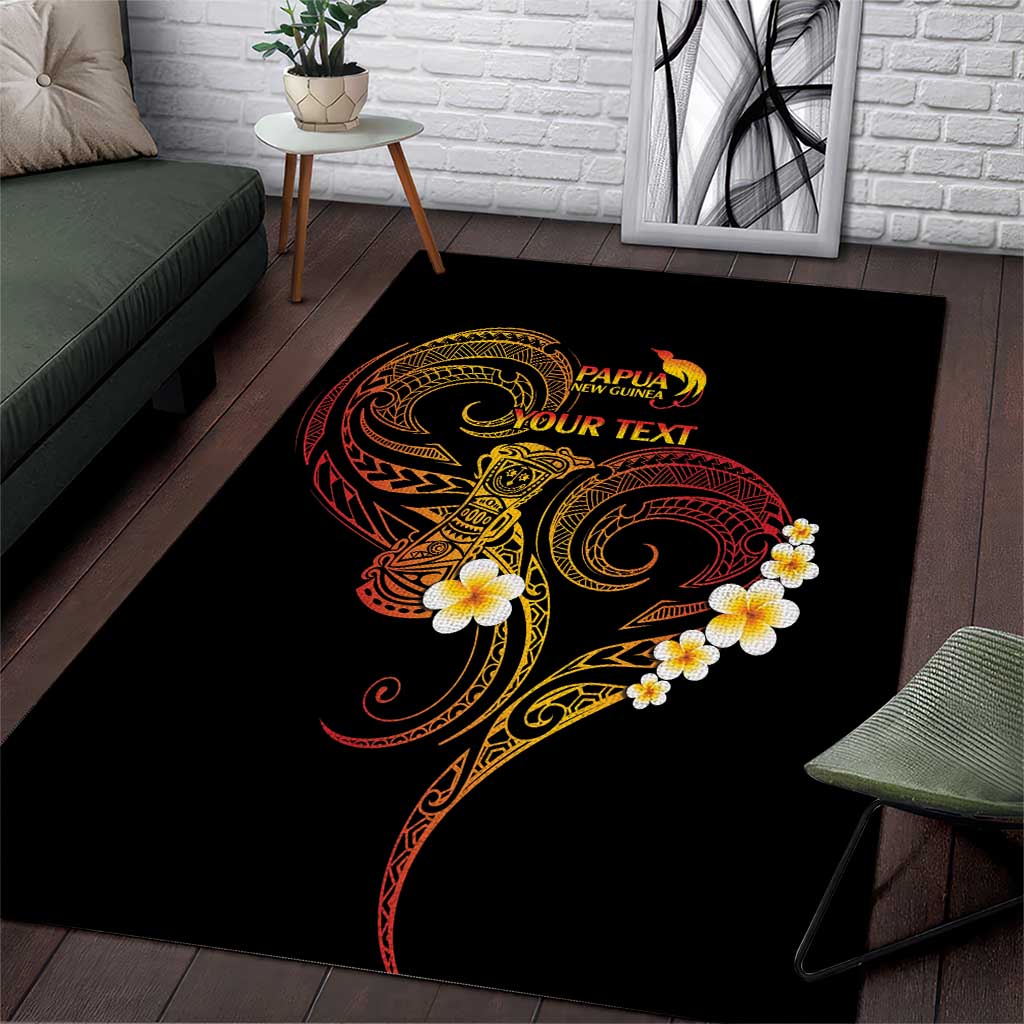 Personalised Papua New Guinea Sepik Area Rug Plumeria Floral Tribal Pattern - Polynesian Pride