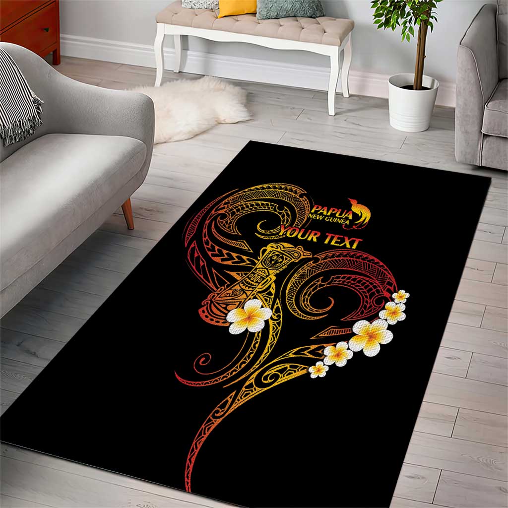 Personalised Papua New Guinea Sepik Area Rug Plumeria Floral Tribal Pattern - Polynesian Pride