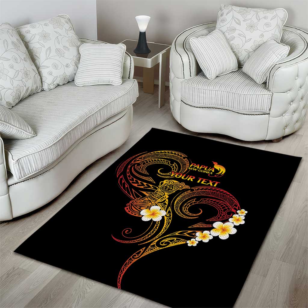 Personalised Papua New Guinea Sepik Area Rug Plumeria Floral Tribal Pattern - Polynesian Pride