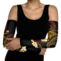 Personalised Papua New Guinea Sepik Arm Sleeves Plumeria Floral Tribal Pattern - Polynesian Pride