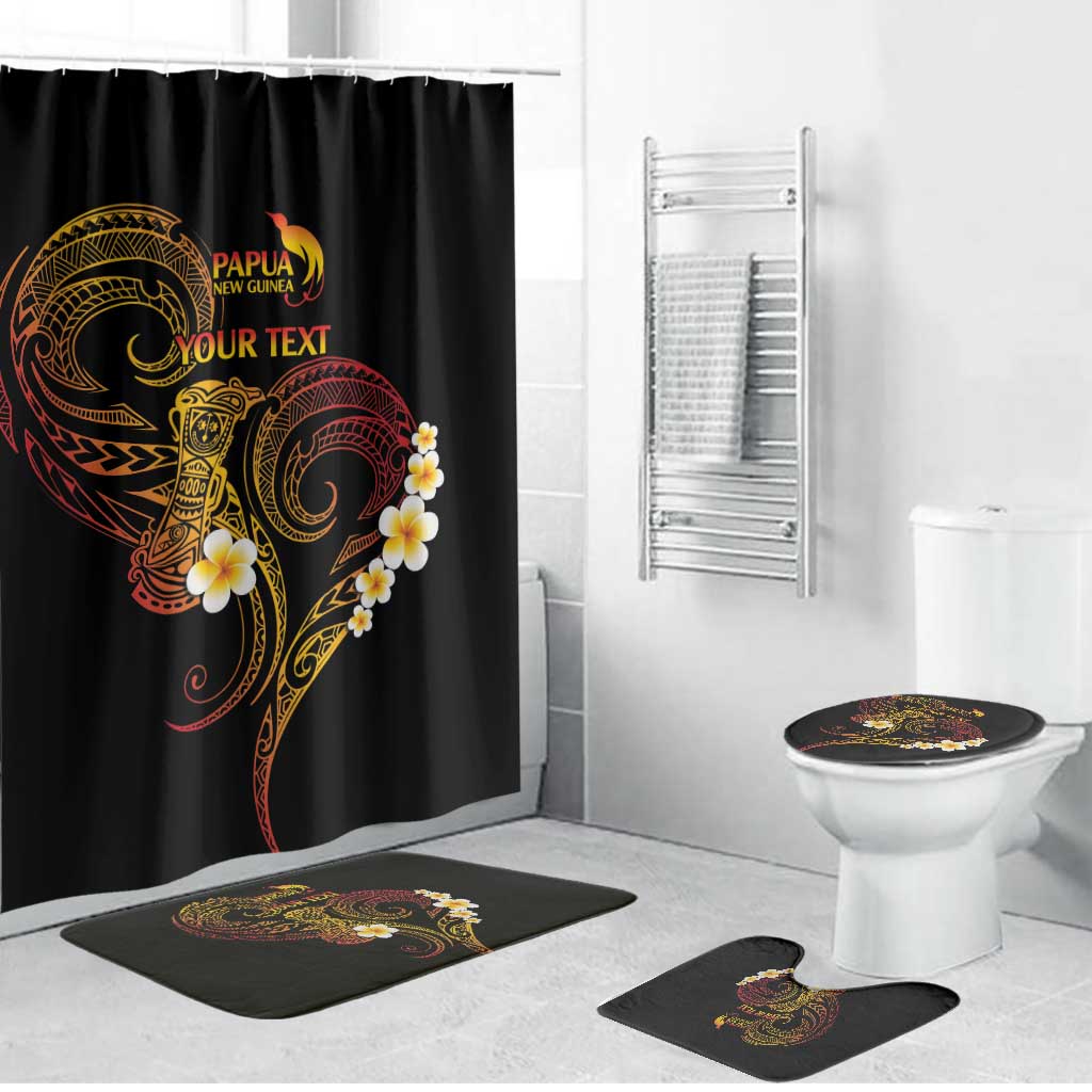 Personalised Papua New Guinea Sepik Bathroom Set Plumeria Floral Tribal Pattern - Polynesian Pride