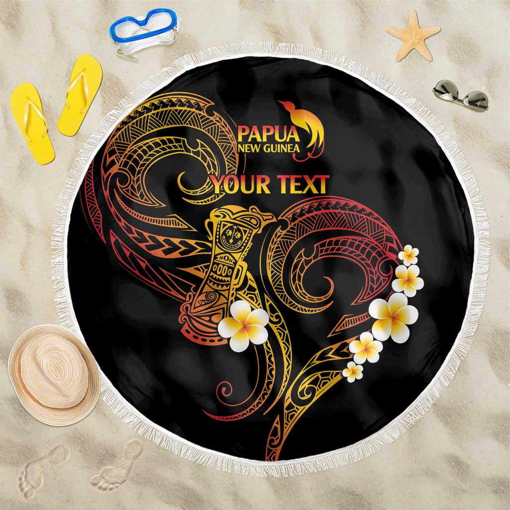 Personalised Papua New Guinea Sepik Beach Blanket Plumeria Floral Tribal Pattern - Polynesian Pride