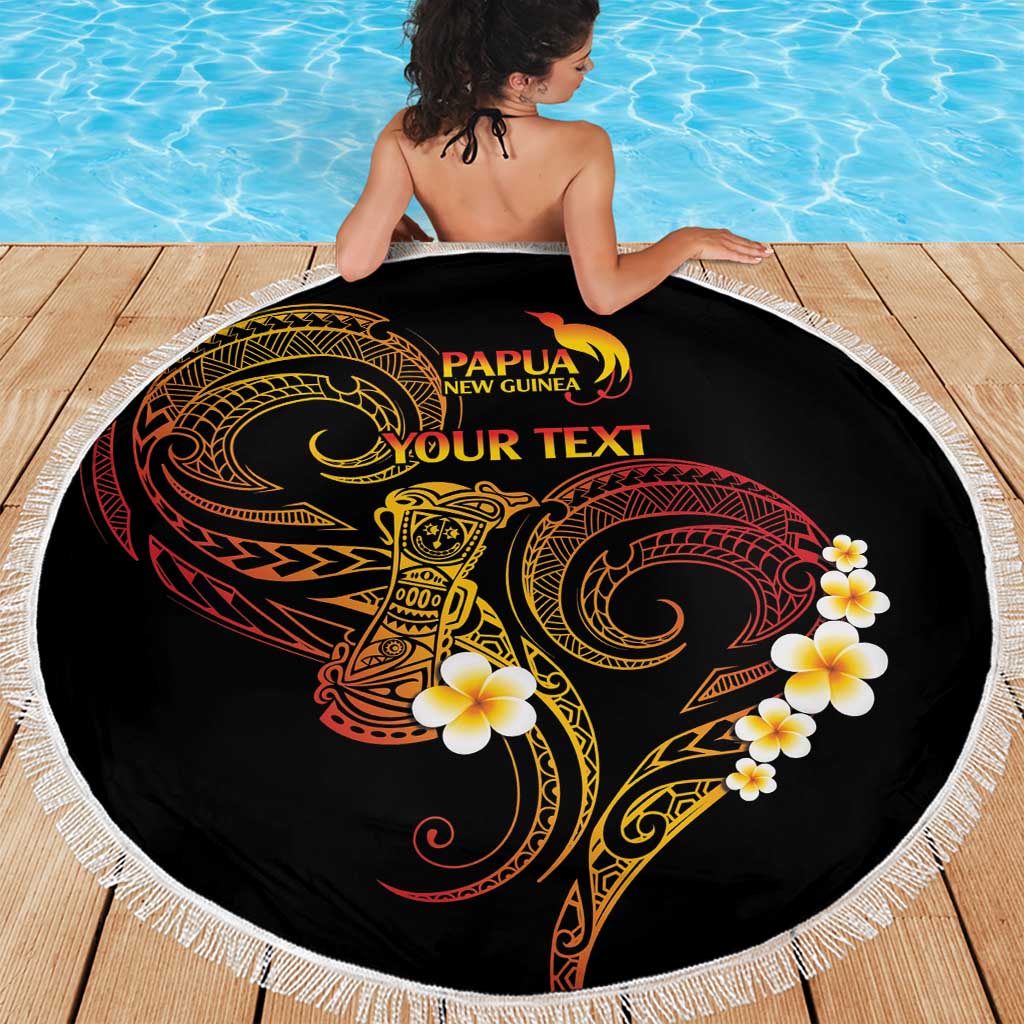 Personalised Papua New Guinea Sepik Beach Blanket Plumeria Floral Tribal Pattern - Polynesian Pride