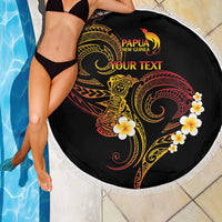 Personalised Papua New Guinea Sepik Beach Blanket Plumeria Floral Tribal Pattern - Polynesian Pride