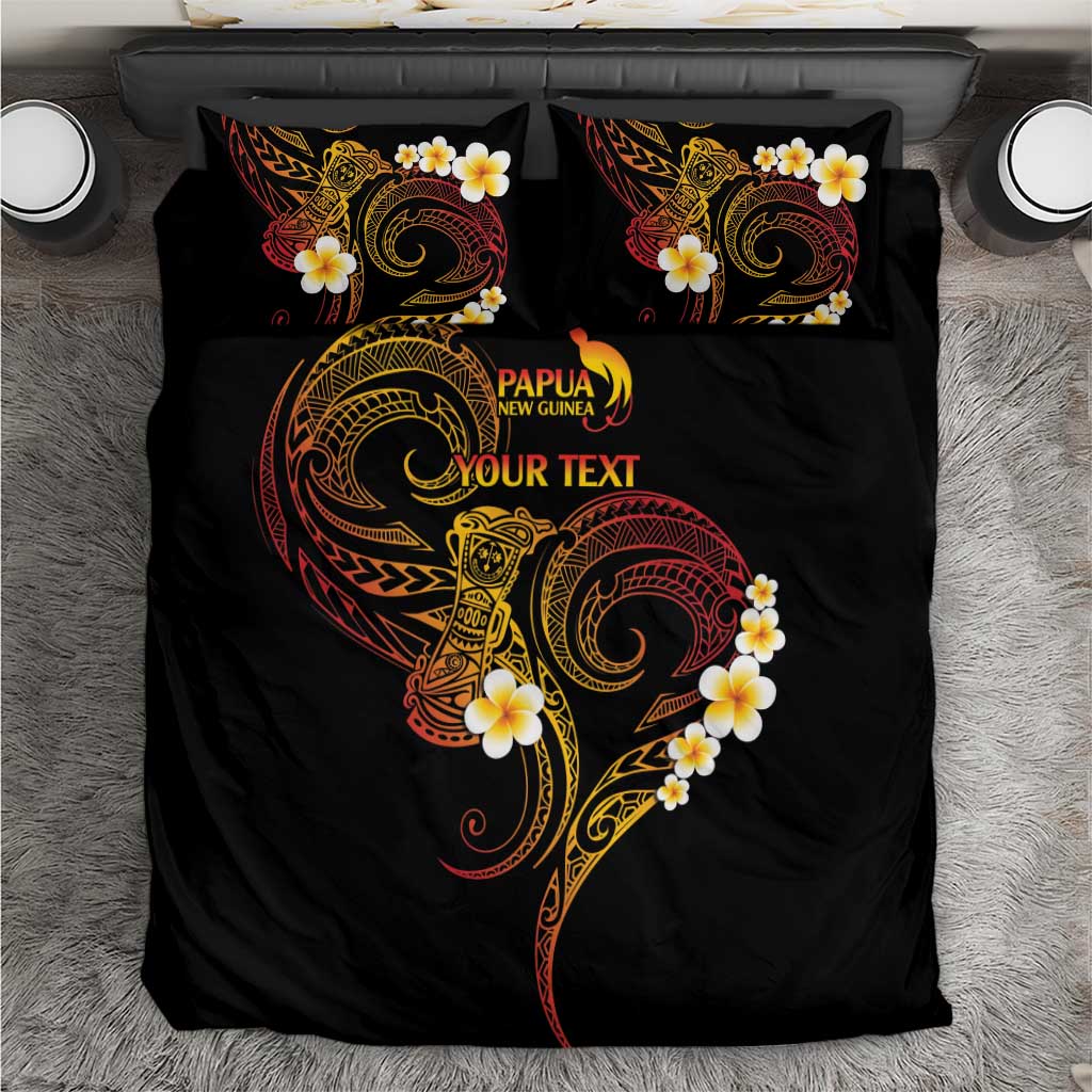Personalised Papua New Guinea Sepik Bedding Set Plumeria Floral Tribal Pattern - Polynesian Pride