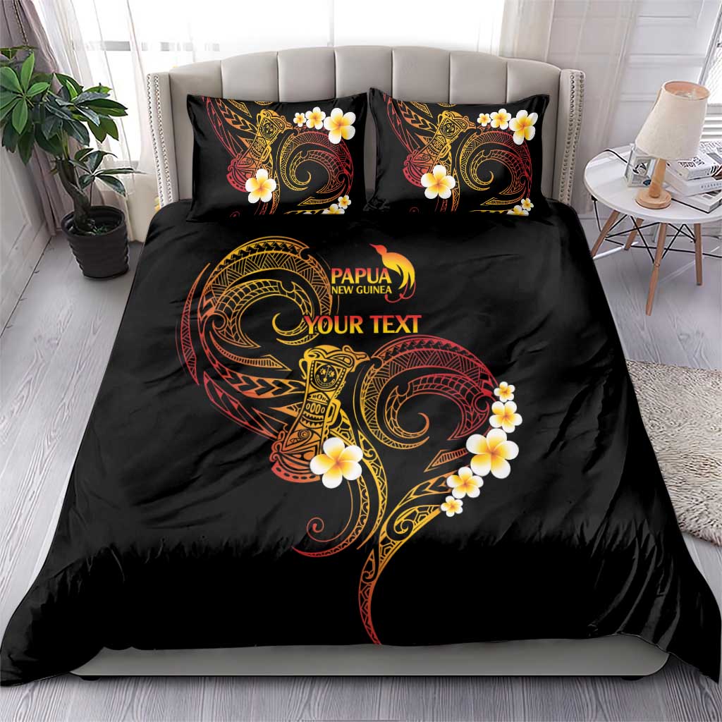 Personalised Papua New Guinea Sepik Bedding Set Plumeria Floral Tribal Pattern - Polynesian Pride