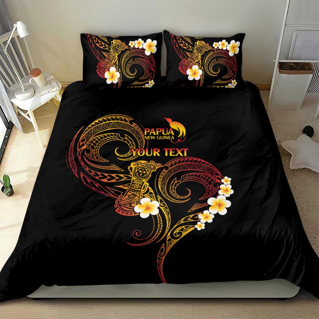 Personalised Papua New Guinea Sepik Bedding Set Plumeria Floral Tribal Pattern - Polynesian Pride