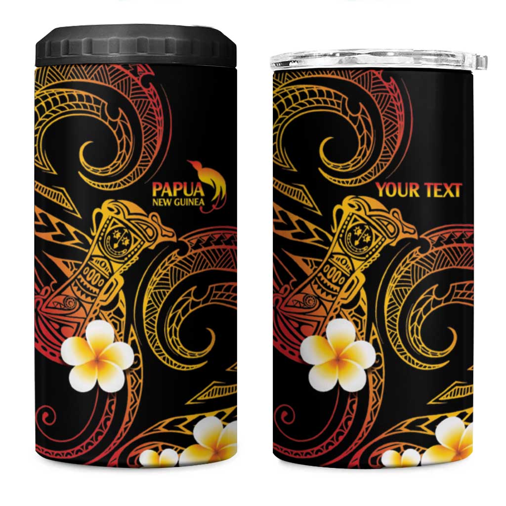 Personalised Papua New Guinea Sepik 4 in 1 Can Cooler Tumbler Plumeria Floral Tribal Pattern - Polynesian Pride