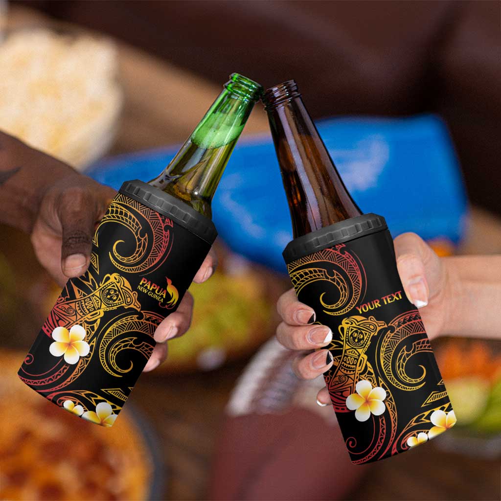 Personalised Papua New Guinea Sepik 4 in 1 Can Cooler Tumbler Plumeria Floral Tribal Pattern - Polynesian Pride
