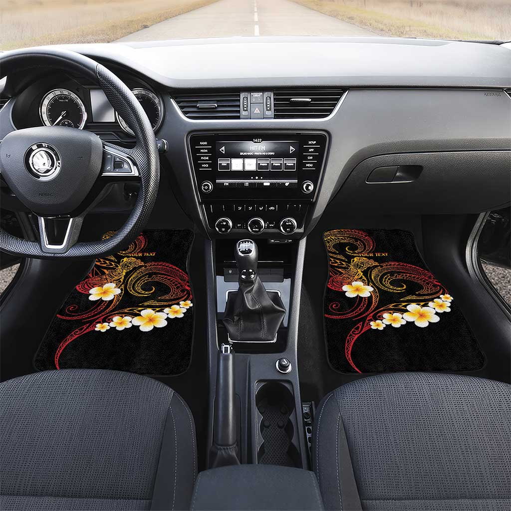 Personalised Papua New Guinea Sepik Car Mats Plumeria Floral Tribal Pattern - Polynesian Pride