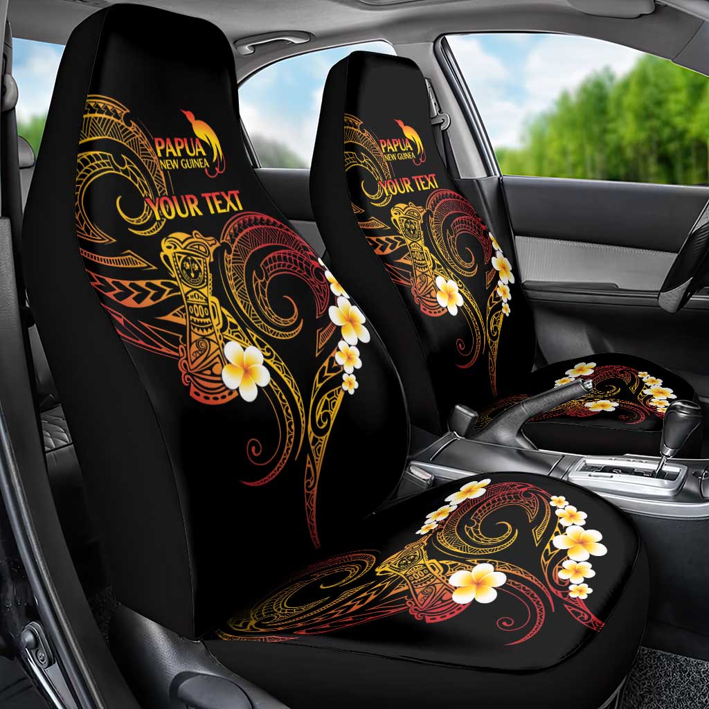 Personalised Papua New Guinea Sepik Car Seat Cover Plumeria Floral Tribal Pattern - Polynesian Pride