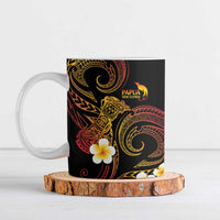 Personalised Papua New Guinea Sepik Ceramic Mug Plumeria Floral Tribal Pattern - Polynesian Pride