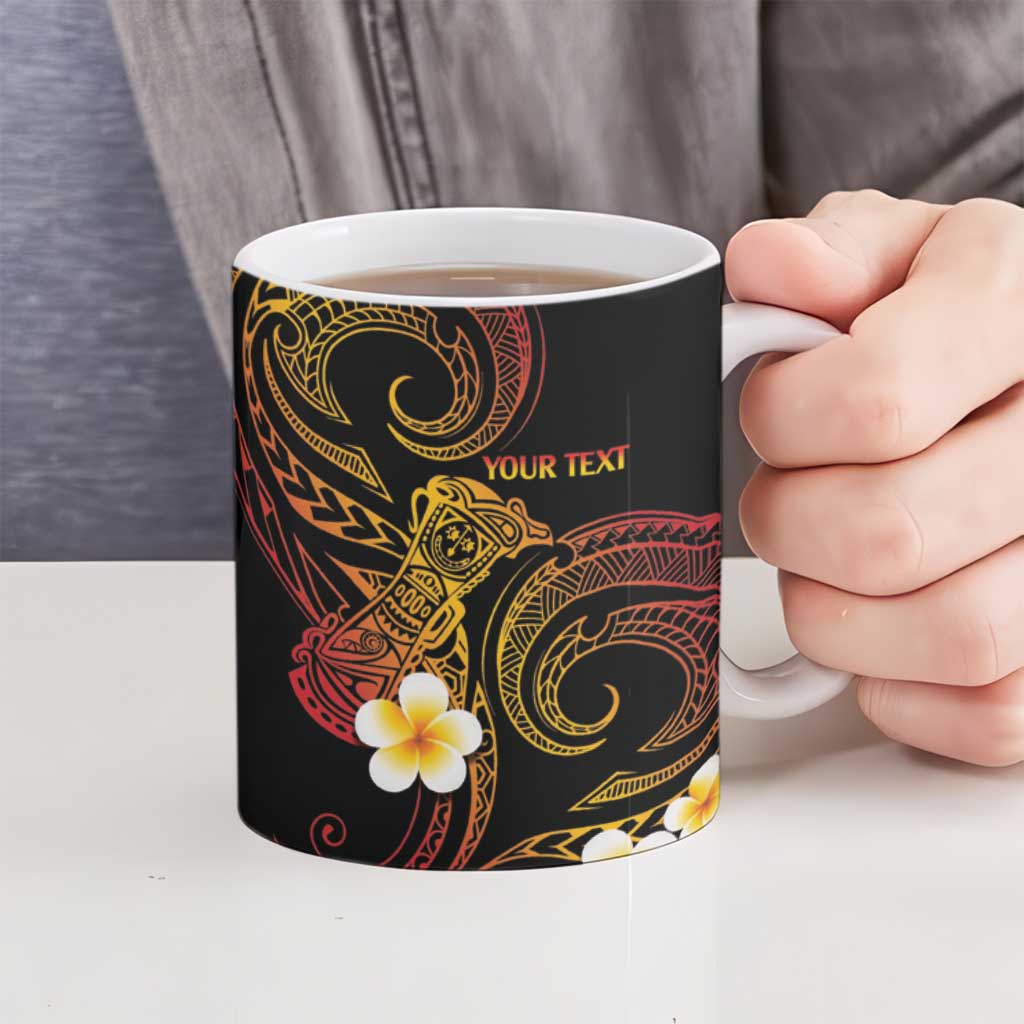 Personalised Papua New Guinea Sepik Ceramic Mug Plumeria Floral Tribal Pattern - Polynesian Pride