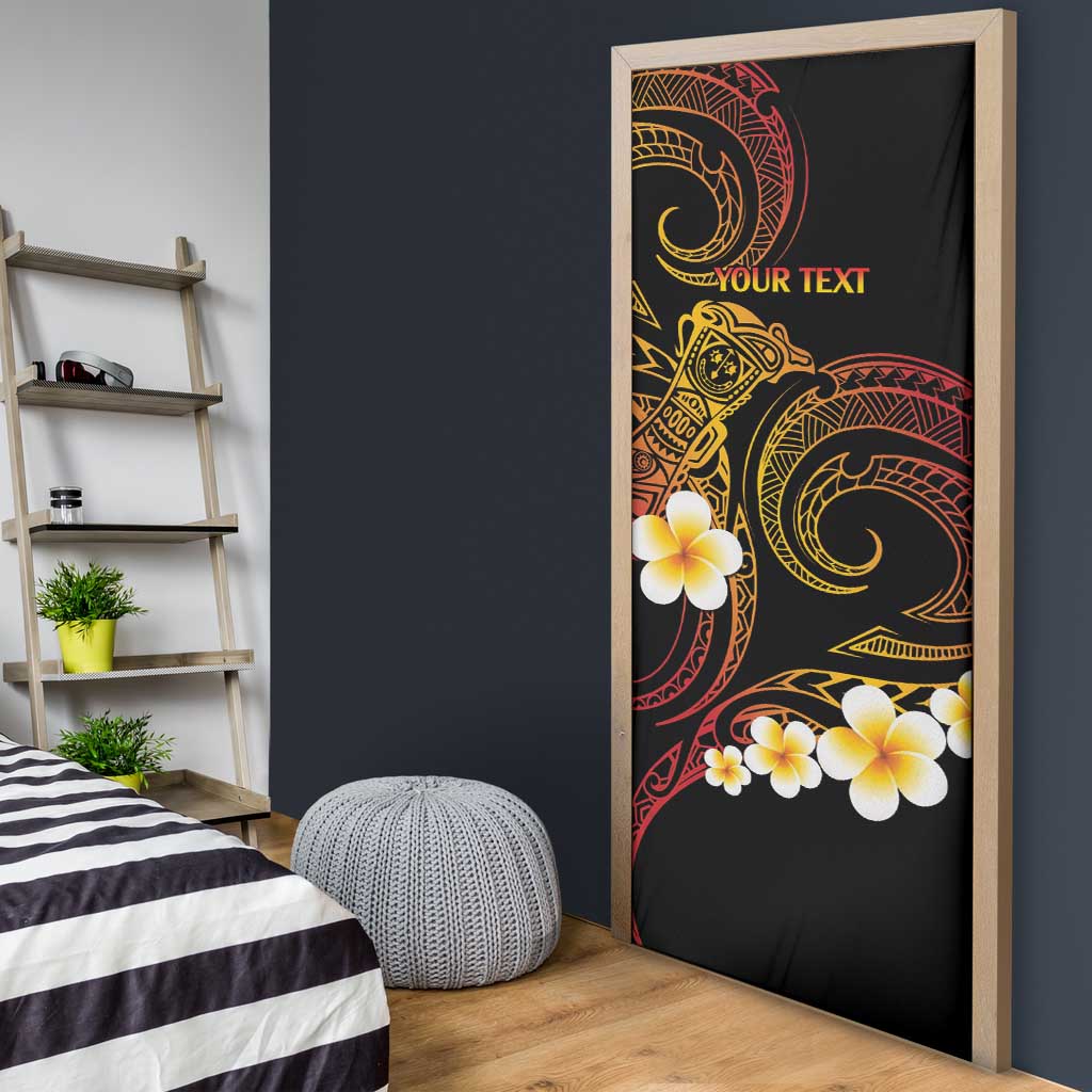 Personalised Papua New Guinea Sepik Door Cover Plumeria Floral Tribal Pattern - Polynesian Pride