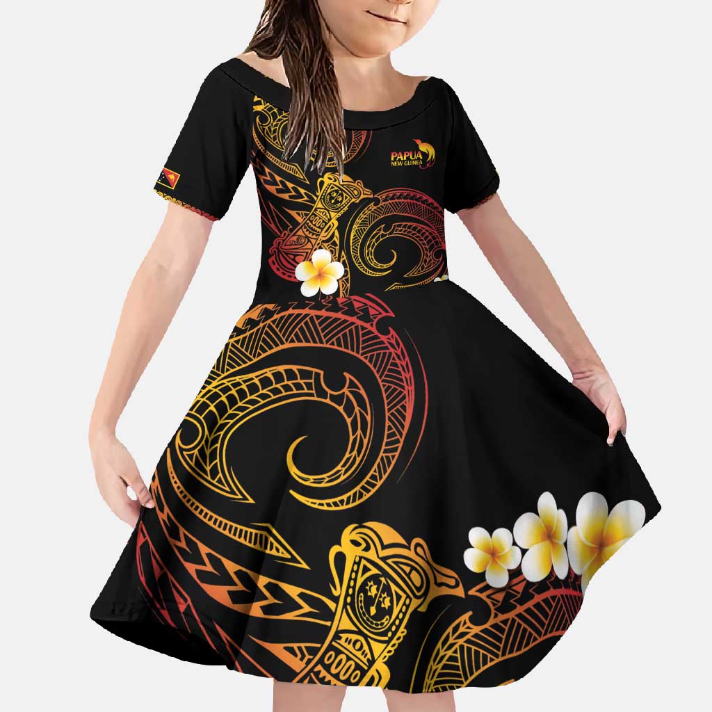 Personalised Papua New Guinea Sepik Family Matching Short Sleeve Bodycon Dress and Hawaiian Shirt Plumeria Floral Tribal Pattern - Polynesian Pride