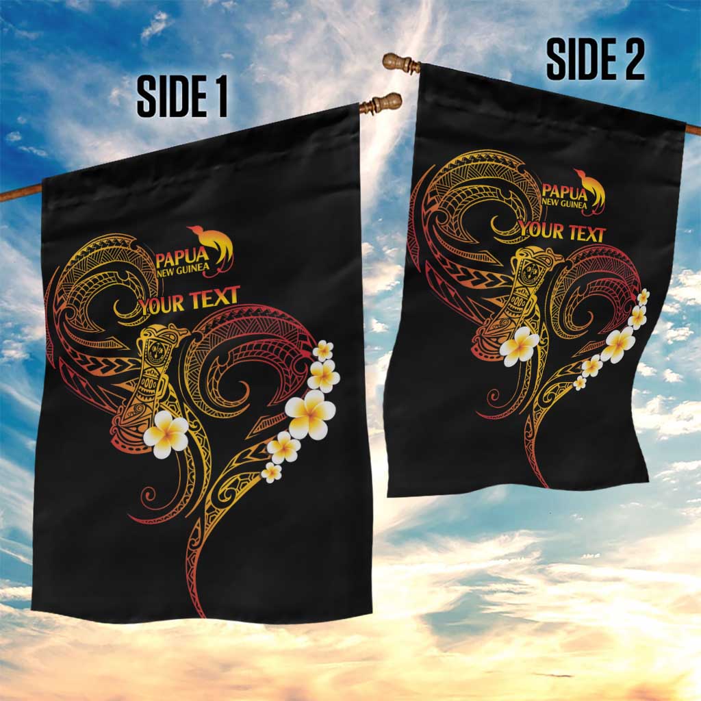Personalised Papua New Guinea Sepik Garden Flag Plumeria Floral Tribal Pattern - Polynesian Pride