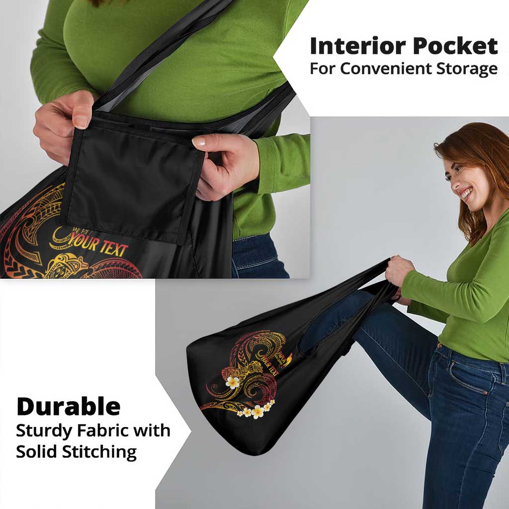 Personalised Papua New Guinea Sepik Grocery Bag Plumeria Floral Tribal Pattern - Polynesian Pride