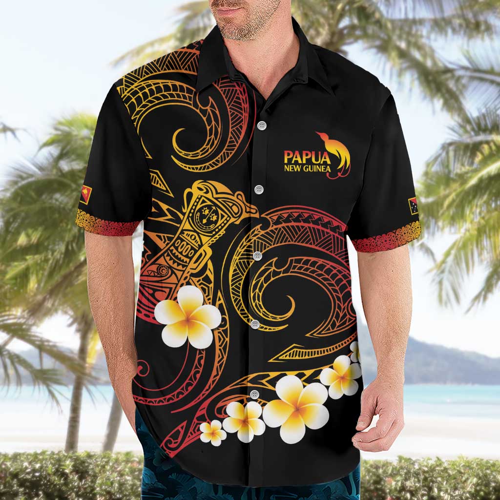 Personalised Papua New Guinea Sepik Hawaiian Shirt Plumeria Floral Tribal Pattern - Polynesian Pride