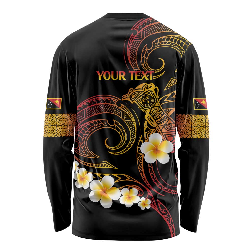 Personalised Papua New Guinea Sepik Long Sleeve Shirt Plumeria Floral Tribal Pattern - Polynesian Pride
