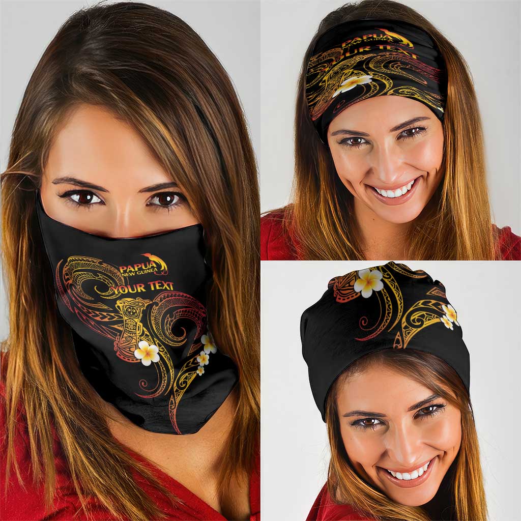 Personalised Papua New Guinea Sepik Neck Gaiter Plumeria Floral Tribal Pattern - Polynesian Pride