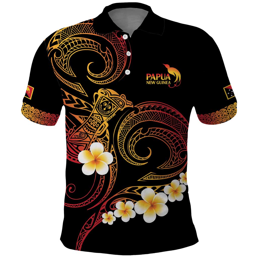 Personalised Papua New Guinea Sepik Polo Shirt Plumeria Floral Tribal Pattern - Polynesian Pride