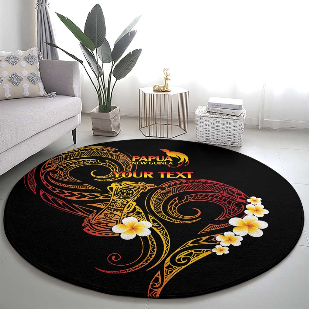 Personalised Papua New Guinea Sepik Round Carpet Plumeria Floral Tribal Pattern - Polynesian Pride