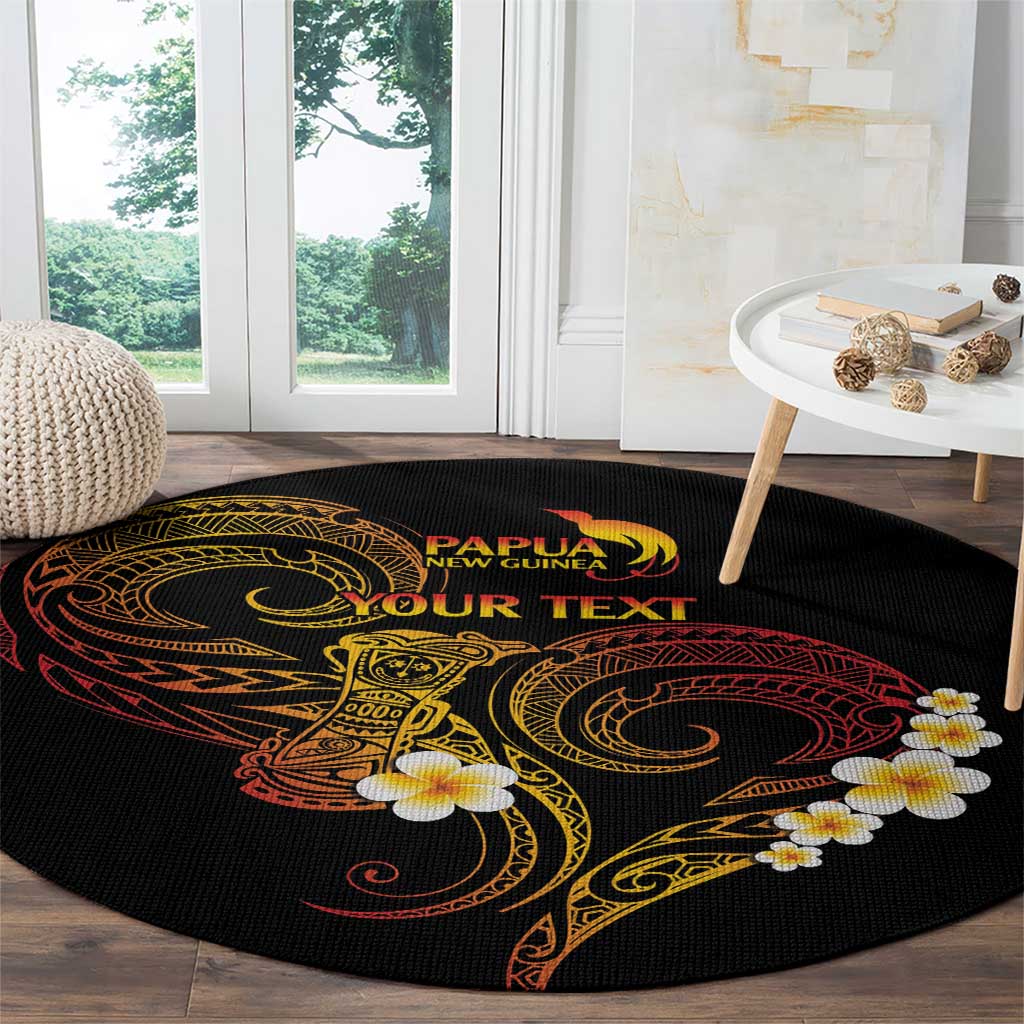 Personalised Papua New Guinea Sepik Round Carpet Plumeria Floral Tribal Pattern - Polynesian Pride