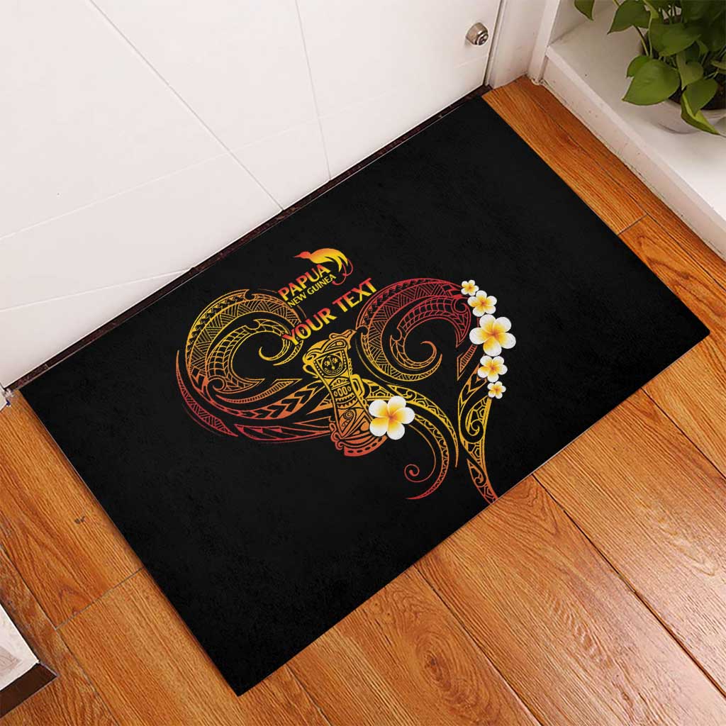Personalised Papua New Guinea Sepik Rubber Doormat Plumeria Floral Tribal Pattern - Polynesian Pride