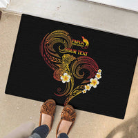 Personalised Papua New Guinea Sepik Rubber Doormat Plumeria Floral Tribal Pattern - Polynesian Pride
