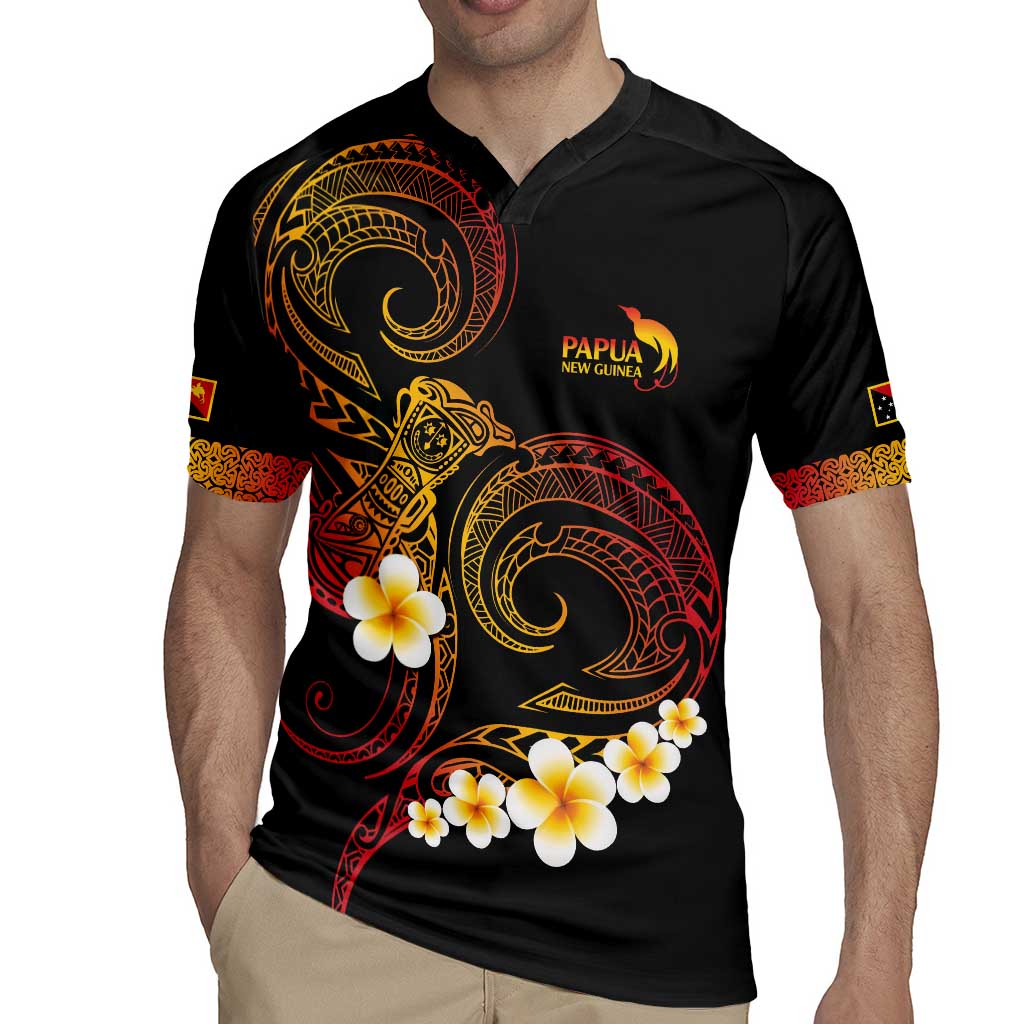 Personalised Papua New Guinea Sepik Rugby Jersey Plumeria Floral Tribal Pattern - Polynesian Pride