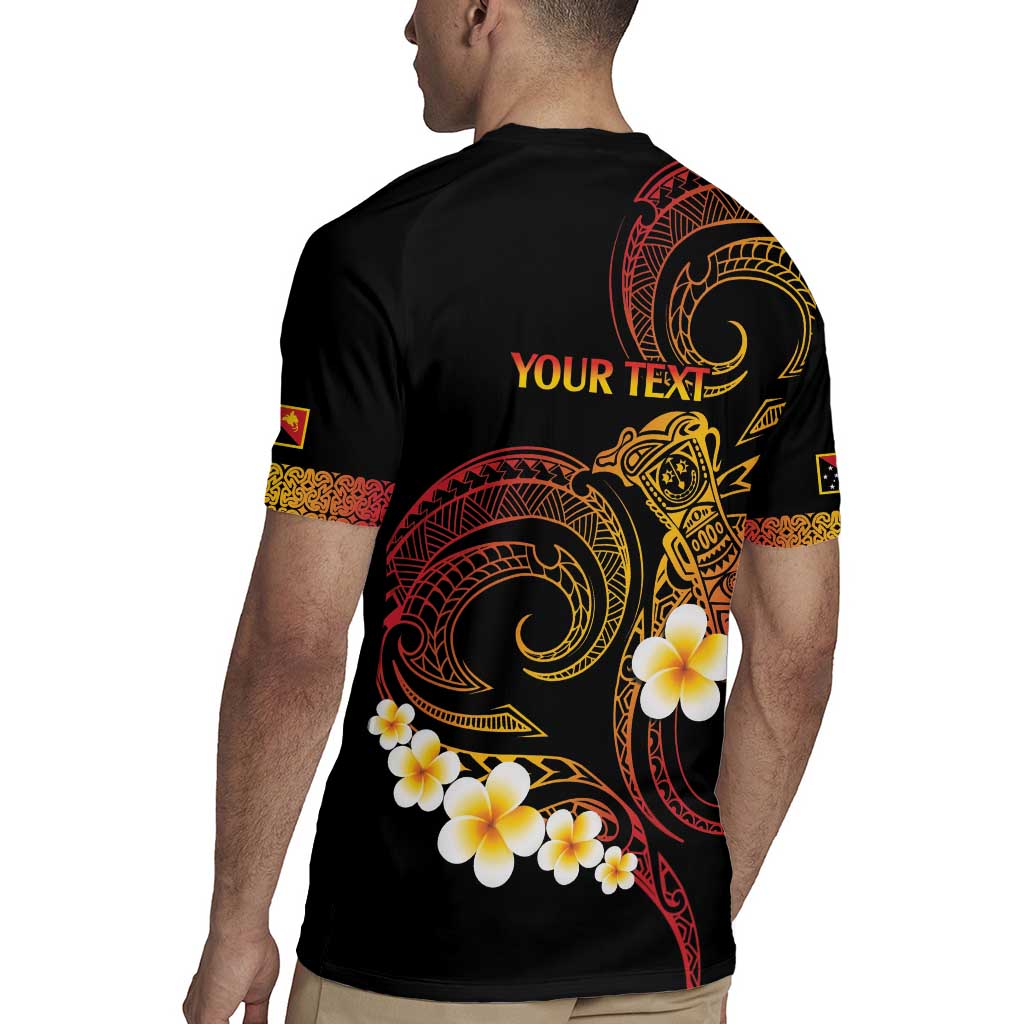 Personalised Papua New Guinea Sepik Rugby Jersey Plumeria Floral Tribal Pattern - Polynesian Pride