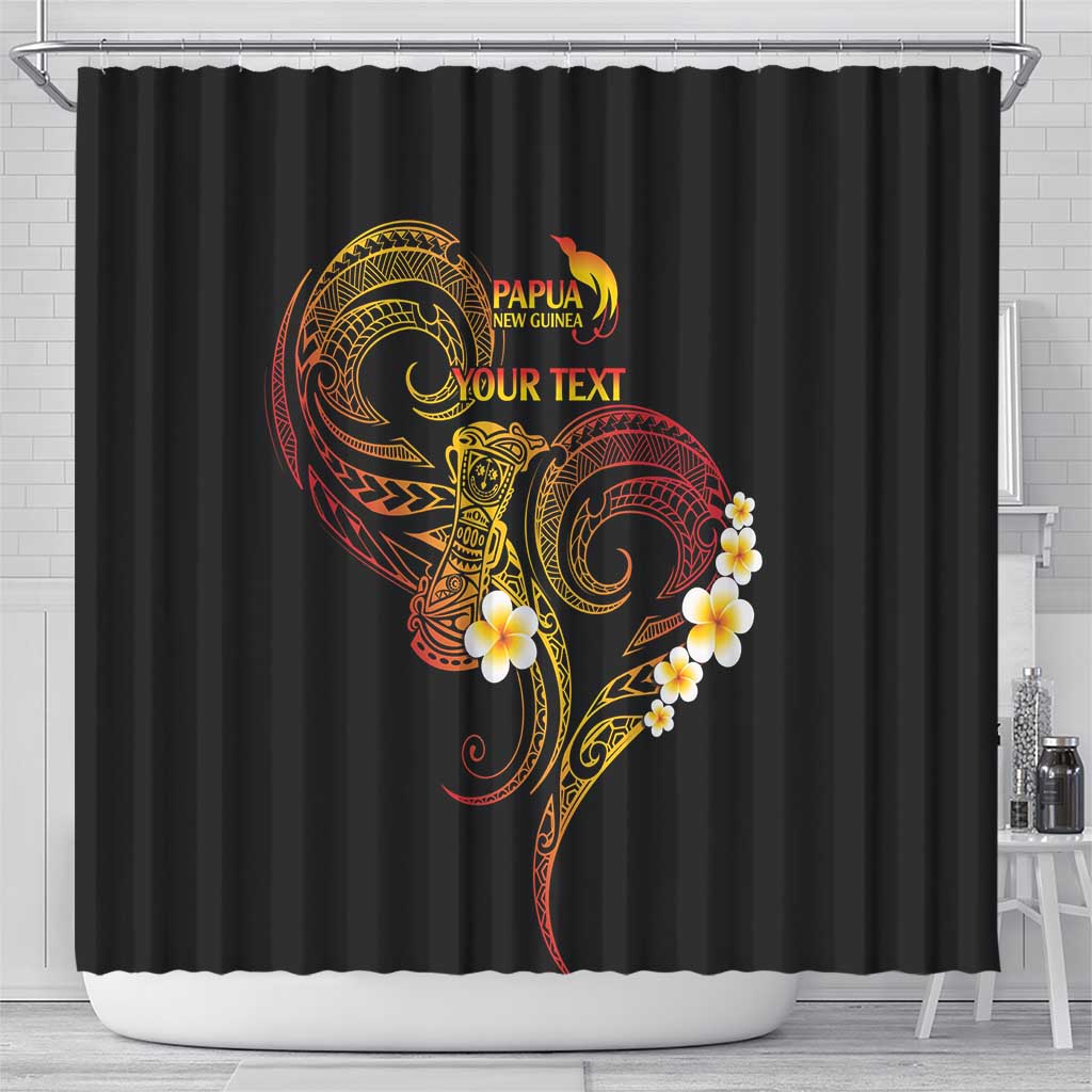 Personalised Papua New Guinea Sepik Shower Curtain Plumeria Floral Tribal Pattern - Polynesian Pride