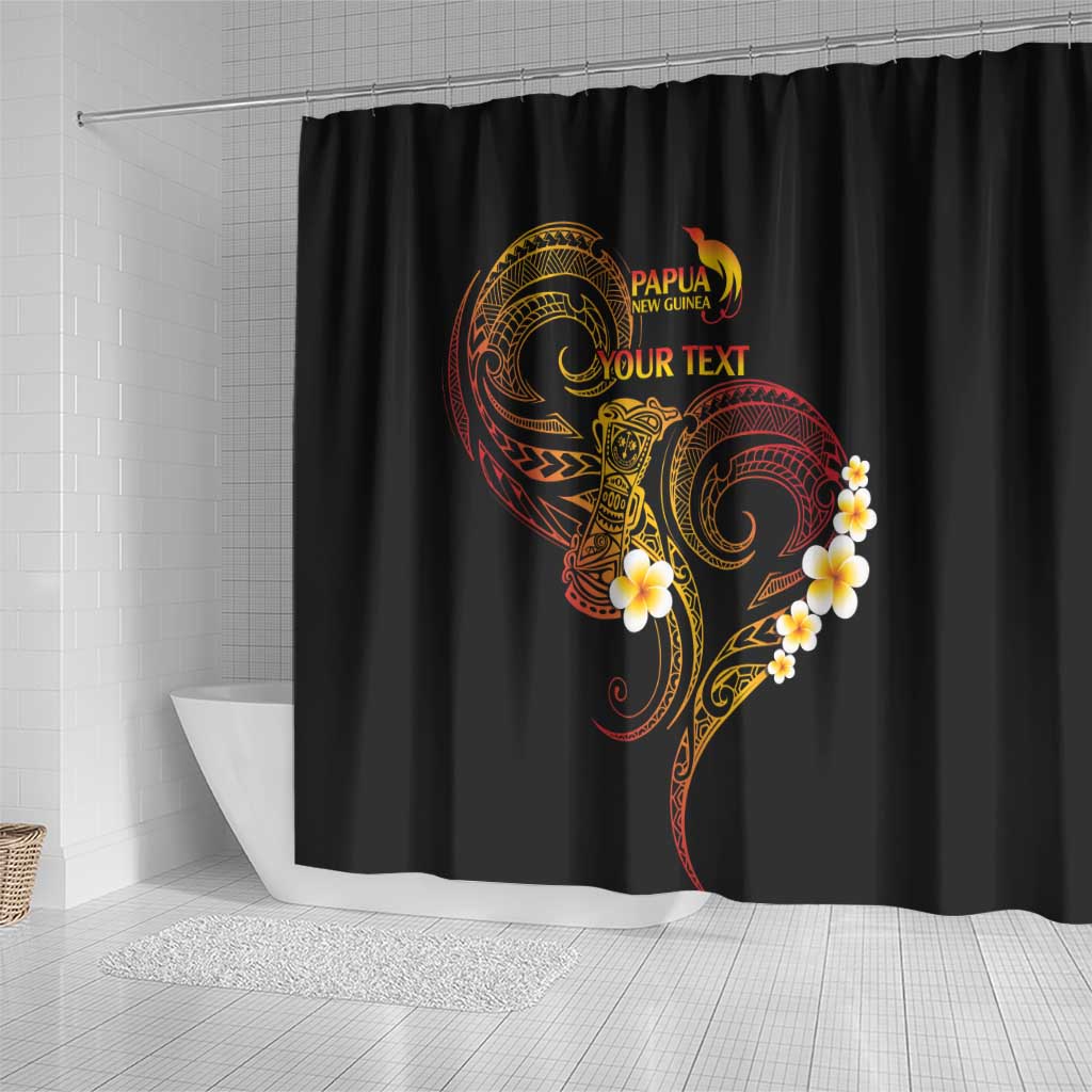 Personalised Papua New Guinea Sepik Shower Curtain Plumeria Floral Tribal Pattern - Polynesian Pride