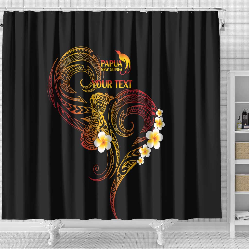 Personalised Papua New Guinea Sepik Shower Curtain Plumeria Floral Tribal Pattern - Polynesian Pride